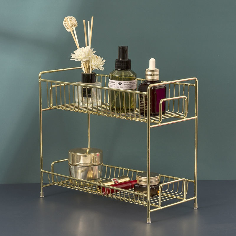 Luxury Skincare Tools - Luxe metalen gouden cosmetische rek Desktop